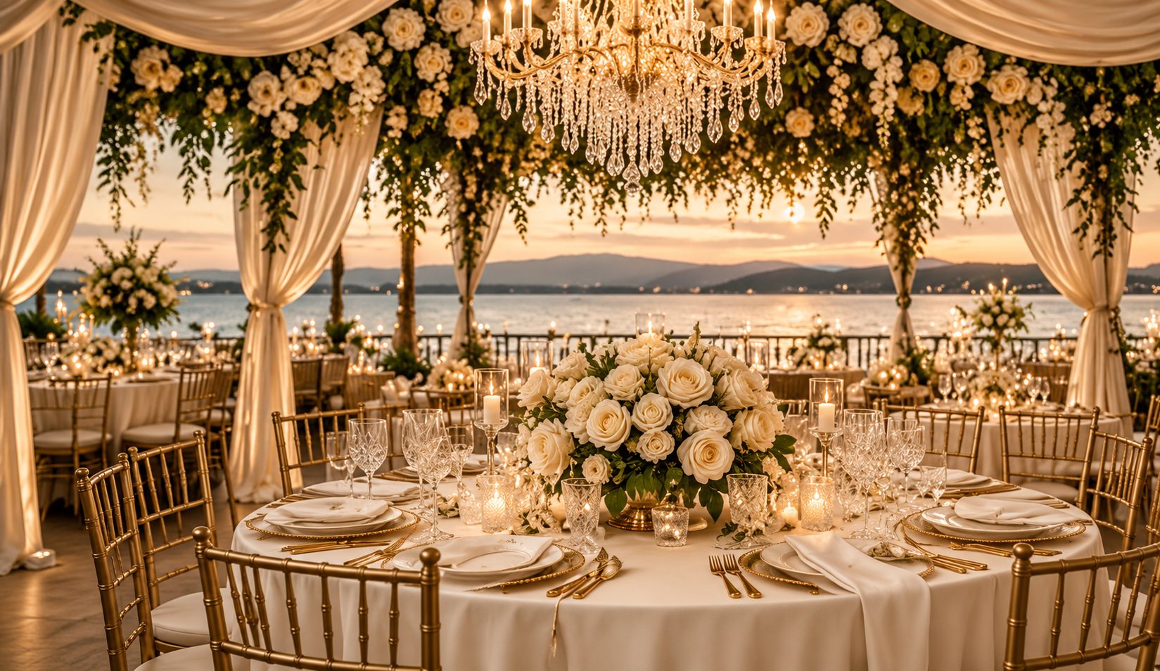 A reception laid at dusk
